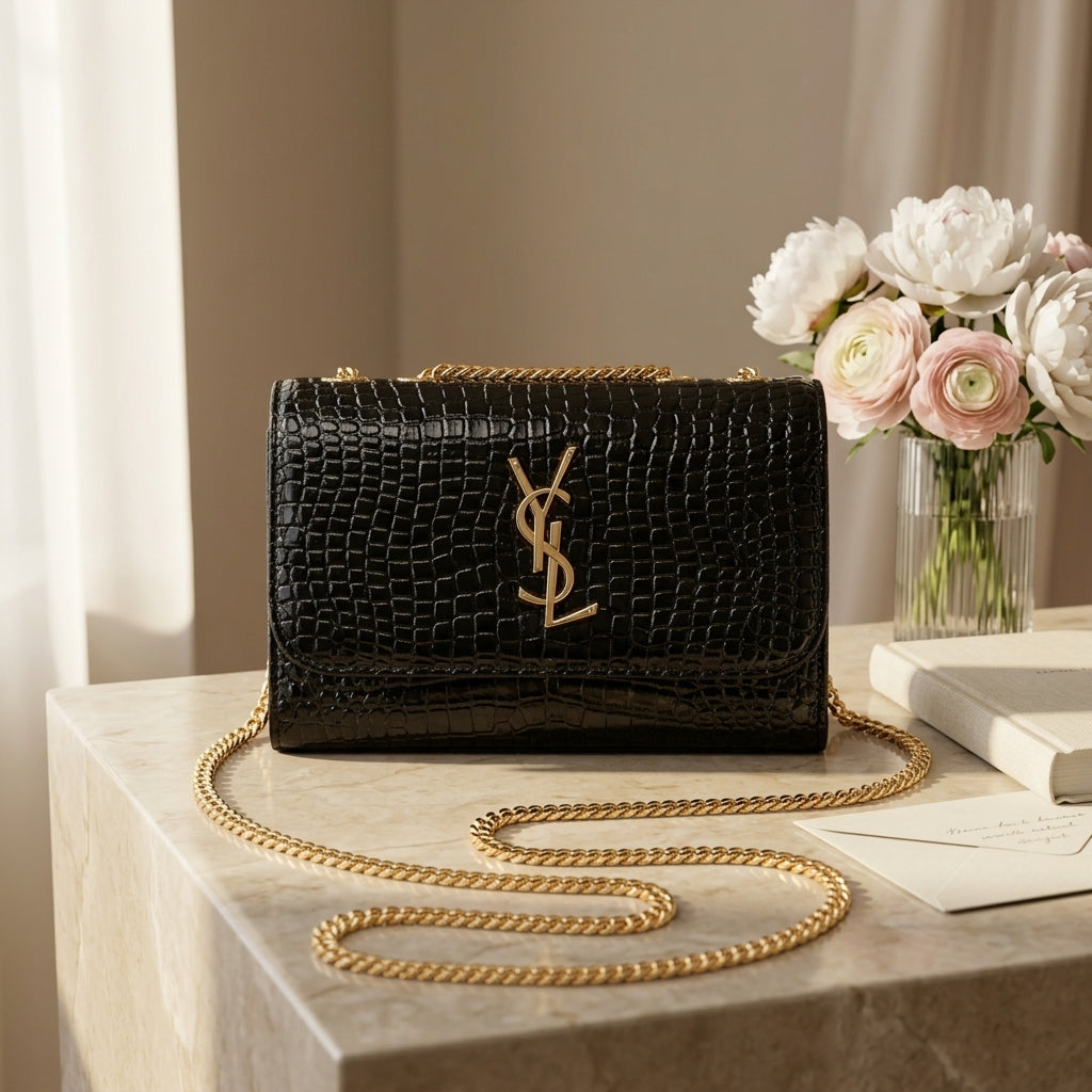 Signature Black Croc Tote