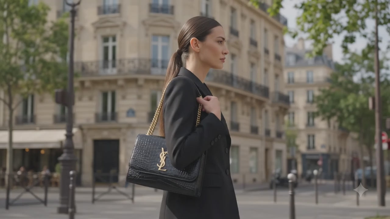 Signature Black Croc Tote