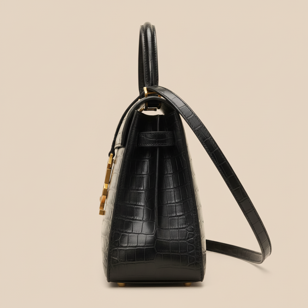 YSL Elegant Black Croc - Side View